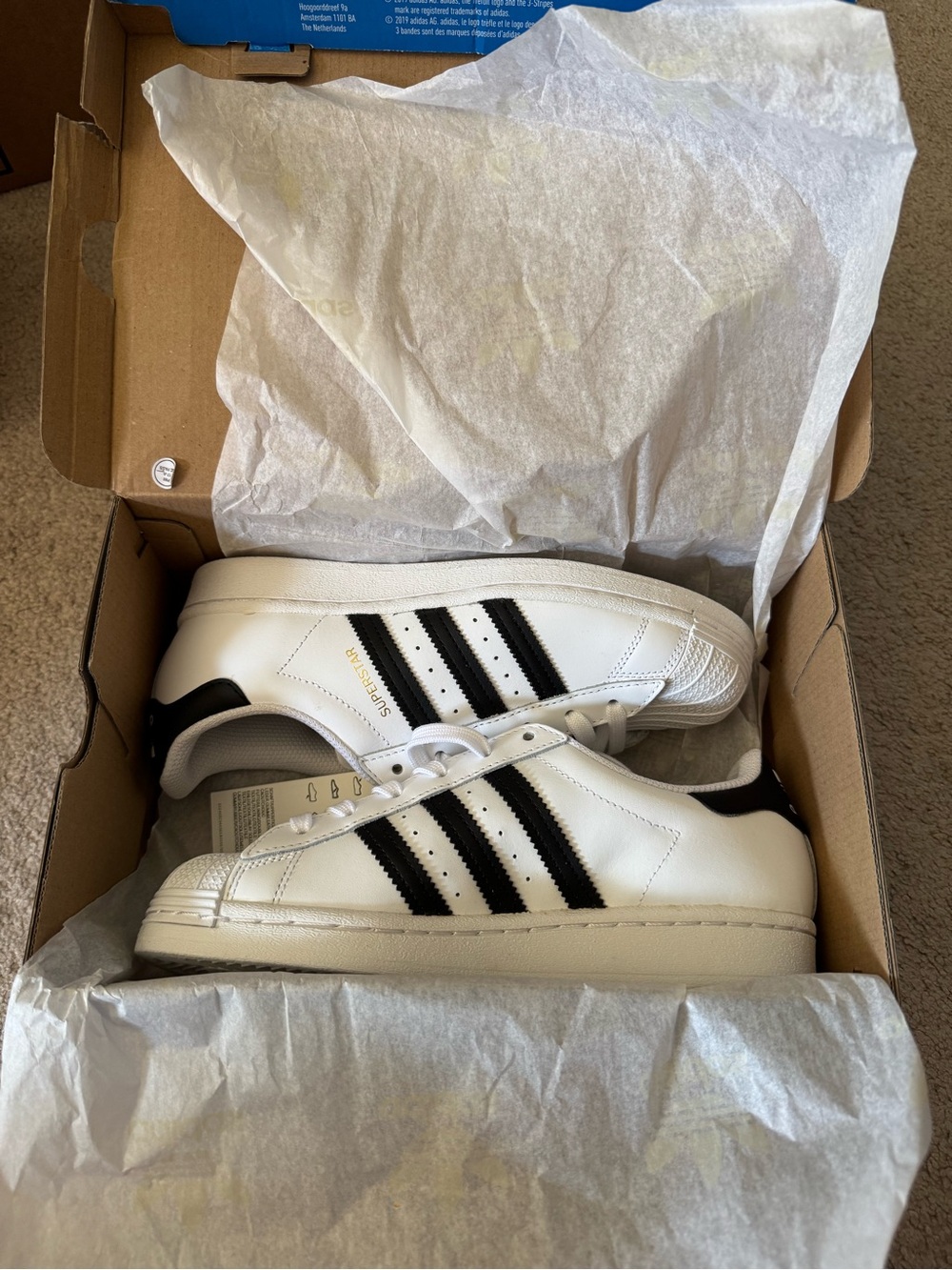 adidas women Superstar foundation Sneakers - White & Black with Gold Logo - Picture 11 of 11